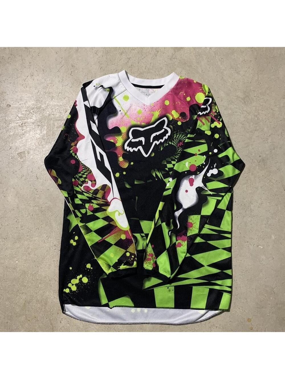 Vintage Y2K Fox Racing Motocross Jersey Mens M Neon Green Pink Black